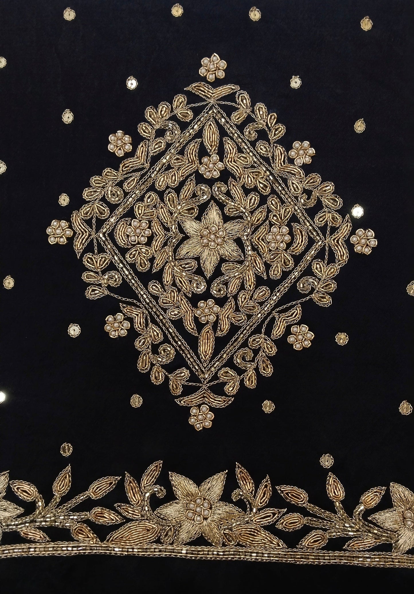 Star Flower Zardozi Work Blouse Pis (Black)