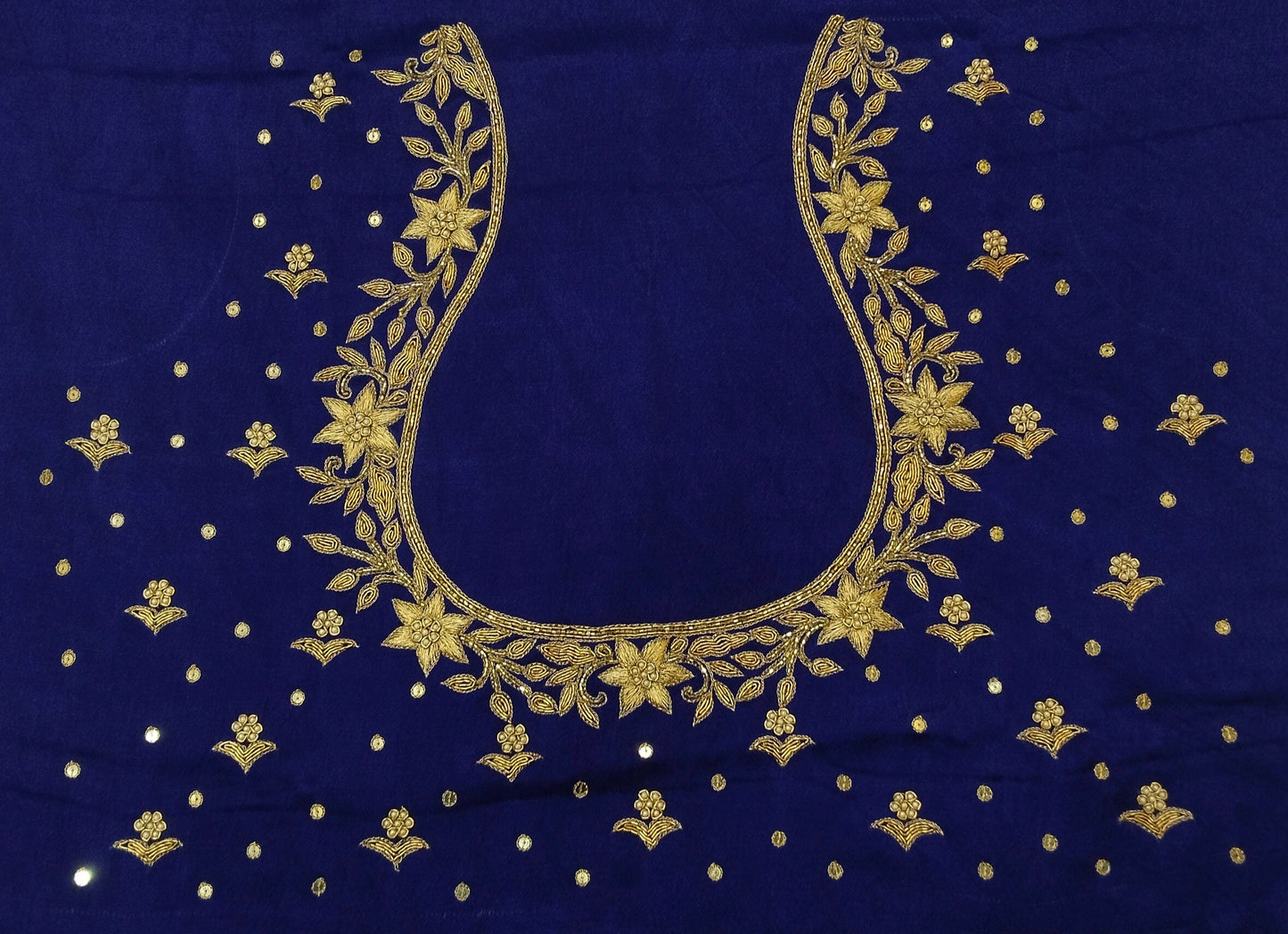Star Flower Zardozi Work Blouse Pis (Royal Blue)