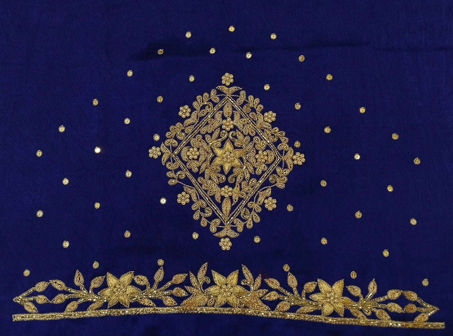 Star Flower Zardozi Work Blouse Pis (Royal Blue)