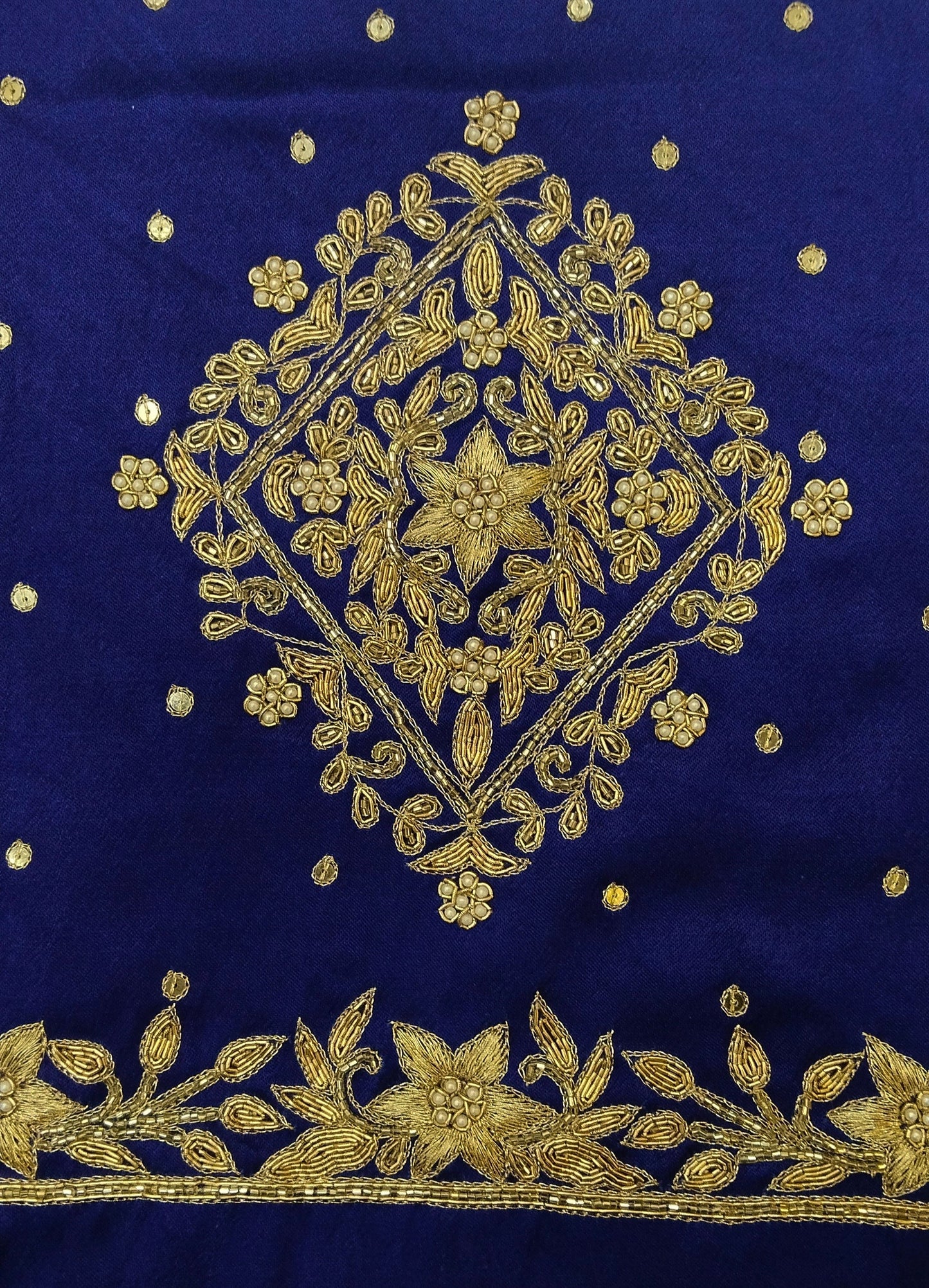 Star Flower Zardozi Work Blouse Pis (Royal Blue)