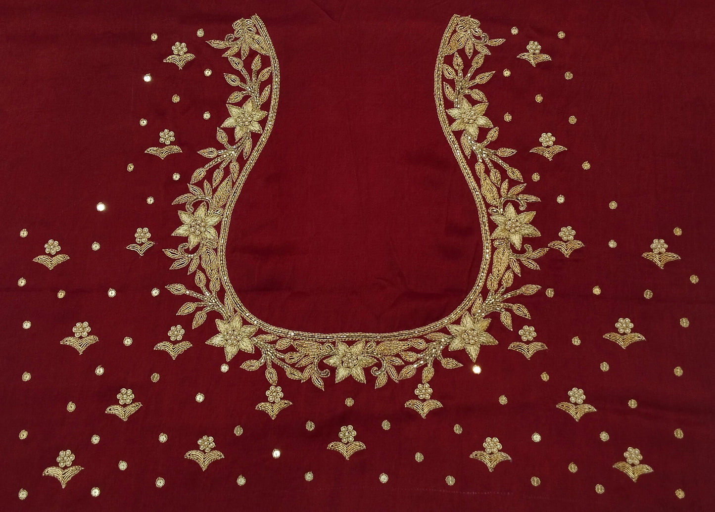 Star Flower Zardozi Work Blouse Pis (Dark Maroon)
