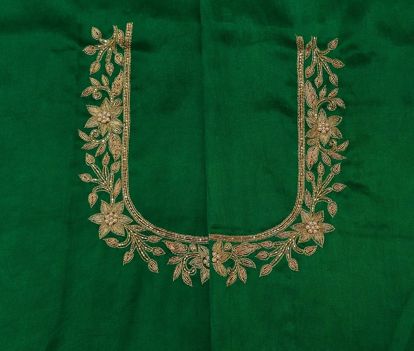 Star Flower Zardozi Work Blouse Pis (Green)