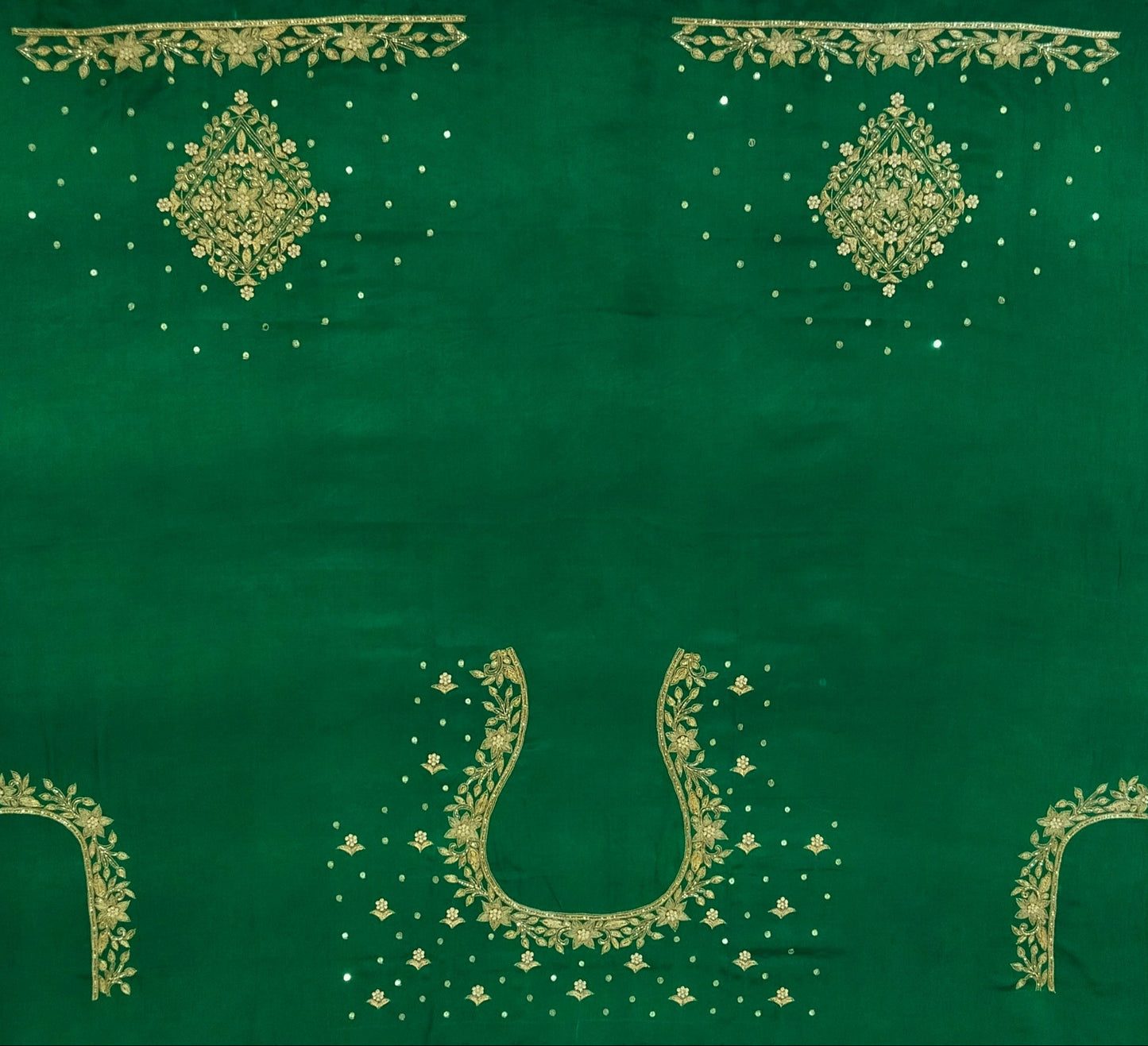 Star Flower Zardozi Work Blouse Pis (Green)