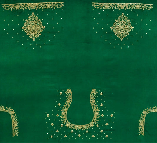 Star Flower Zardozi Work Blouse Pis (Green)
