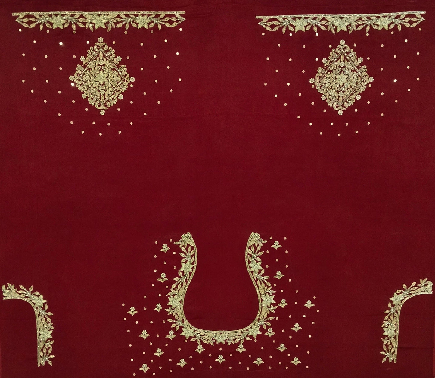 Star Flower Zardozi Work Blouse Pis (Dark Maroon)