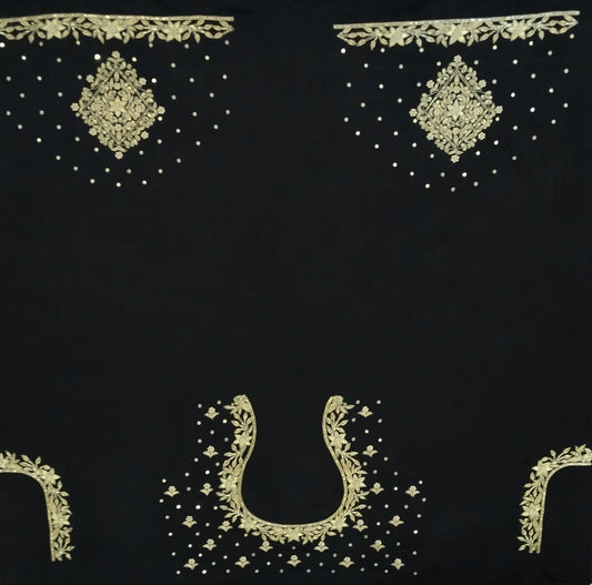 Star Flower Zardozi Work Blouse Pis (Black)