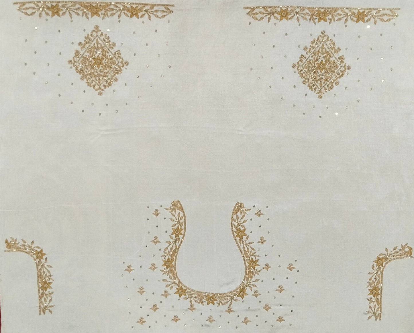 Star Flower Zardozi Work Blouse Pis (White)