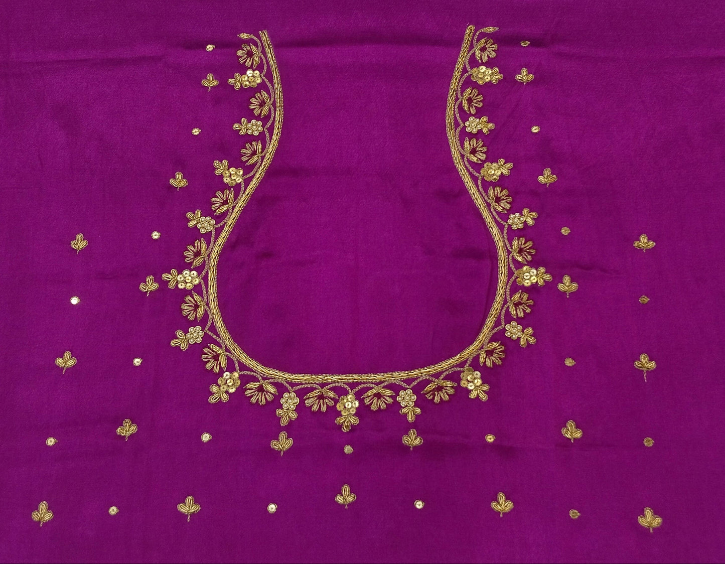 Heritage Elephant Embroidered Blouse piece (Magenta)