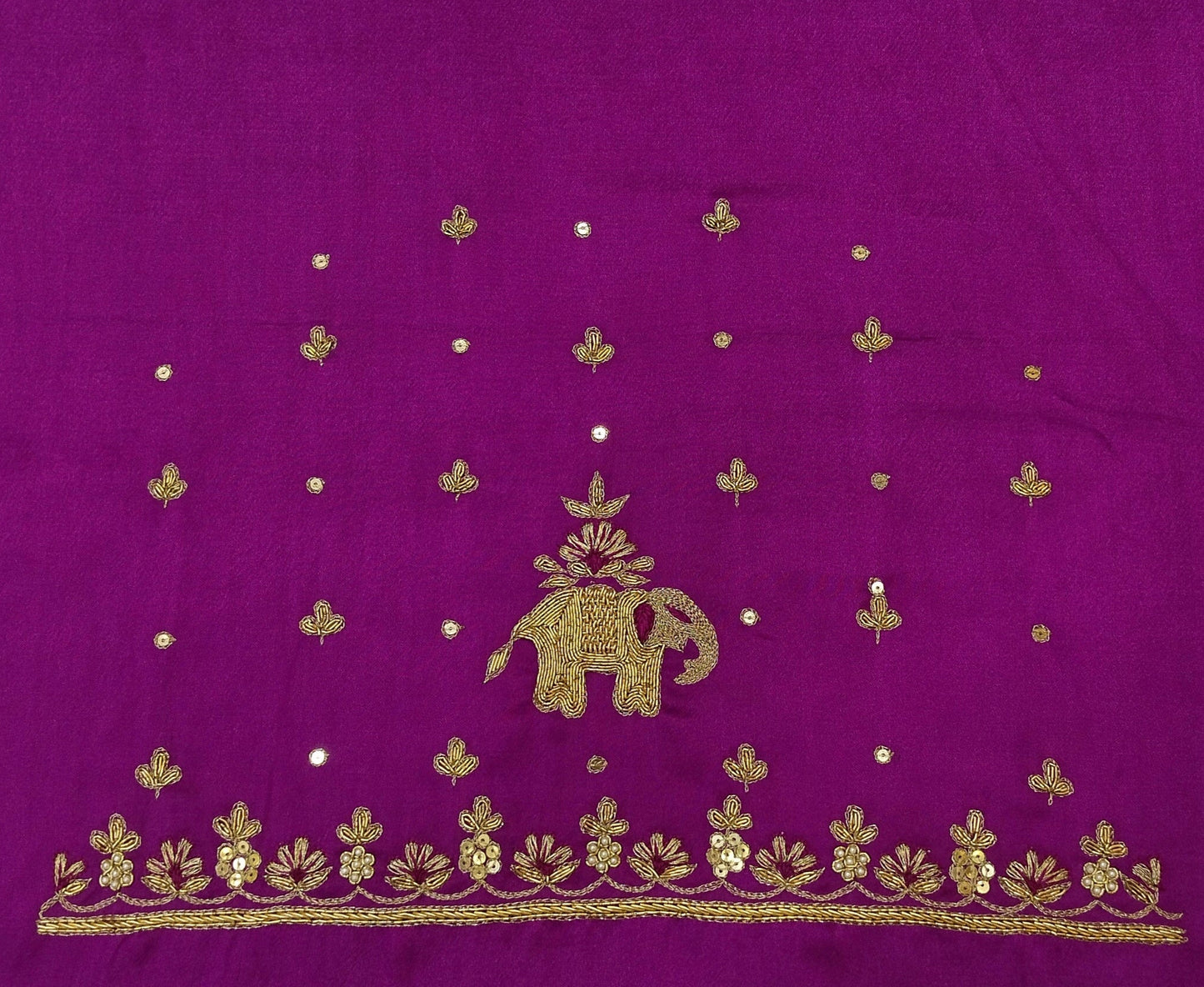Heritage Elephant Embroidered Blouse piece (Magenta)