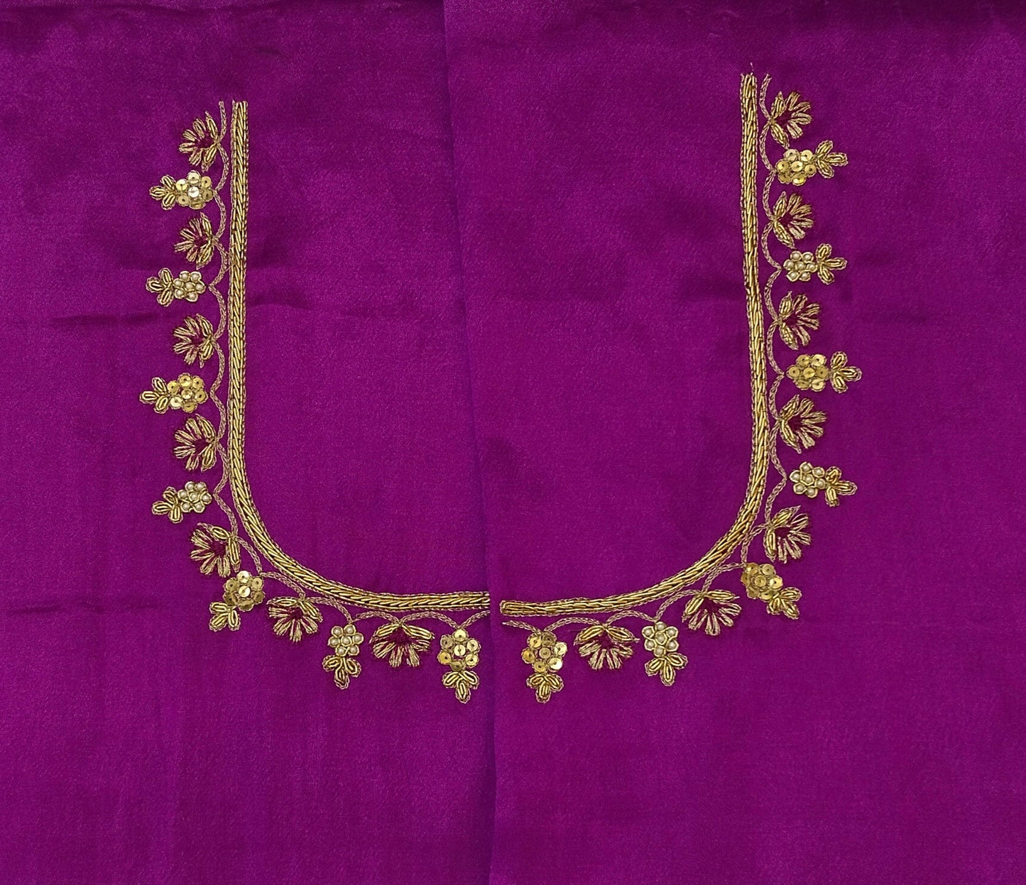 Heritage Elephant Embroidered Blouse piece (Magenta)