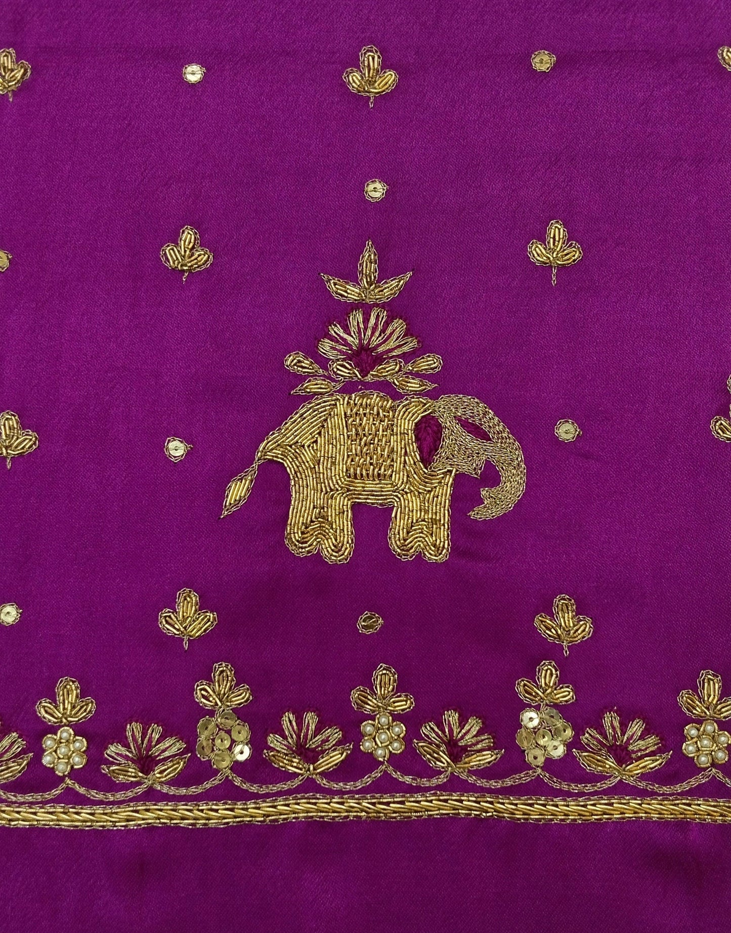Heritage Elephant Embroidered Blouse piece (Magenta)