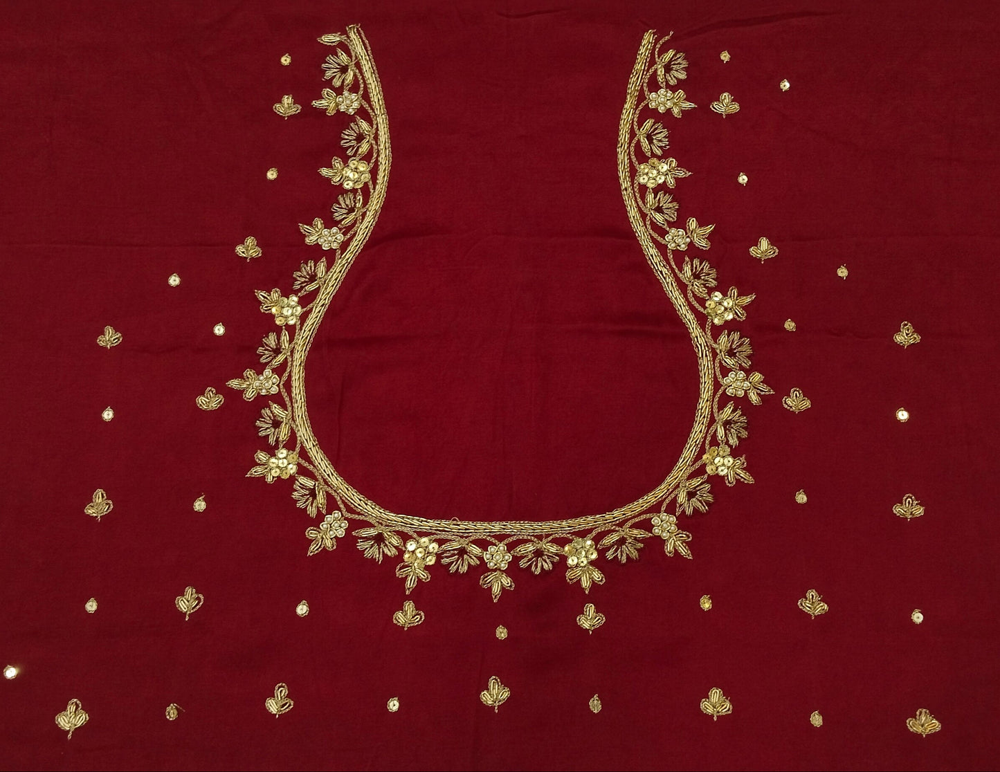 Heritage Elephant Embroidered Blouse piece (Maroon)