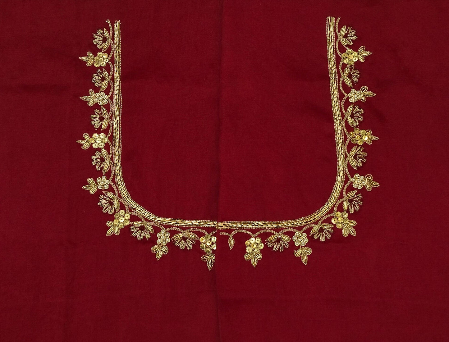 Heritage Elephant Embroidered Blouse piece (Maroon)