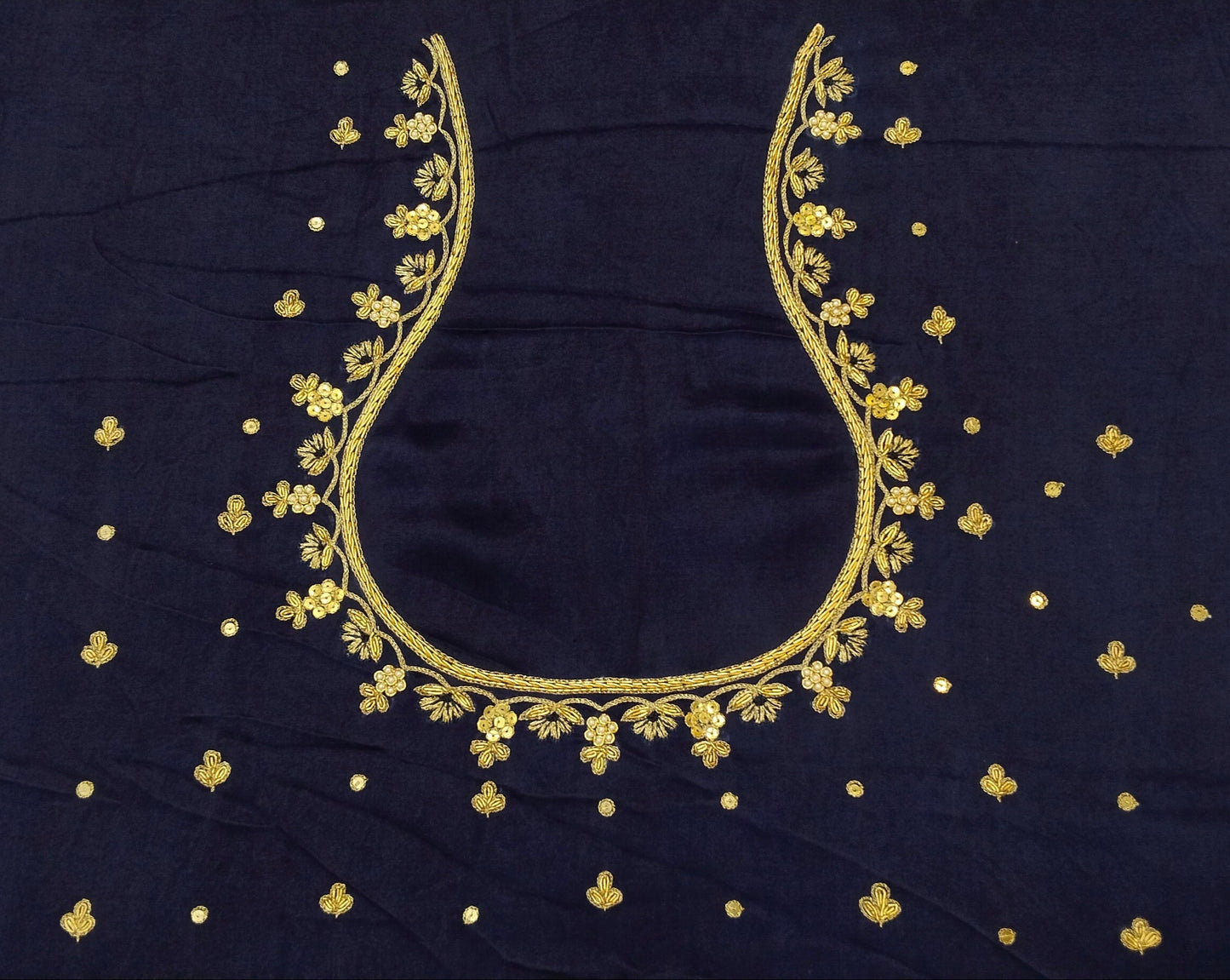 Heritage Elephant Embroidered Blouse piece (Navy Blue)