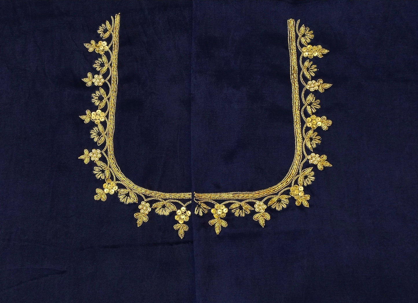 Heritage Elephant Embroidered Blouse piece (Navy Blue)