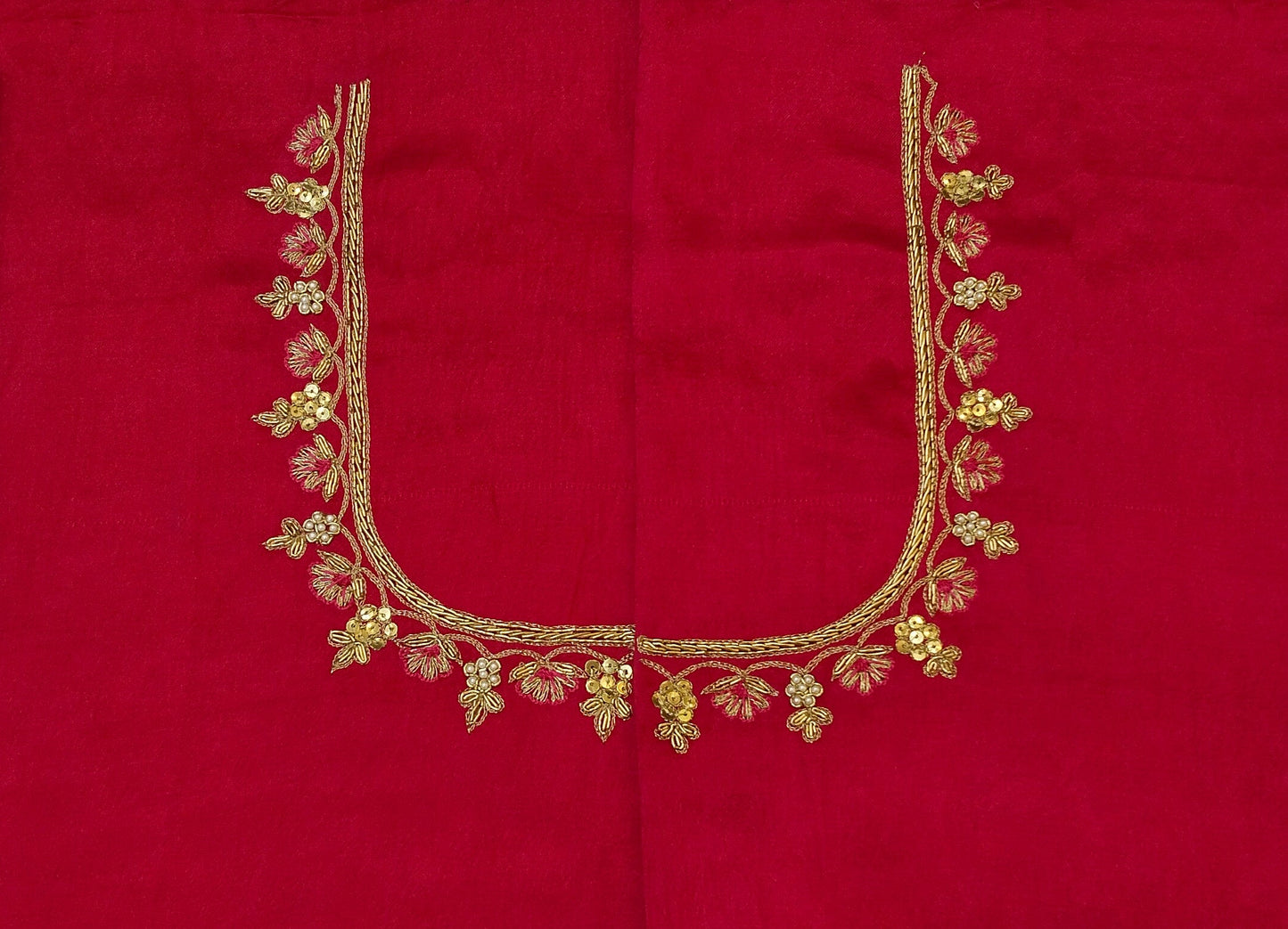 Heritage Elephant Embroidered Blouse piece (Red)