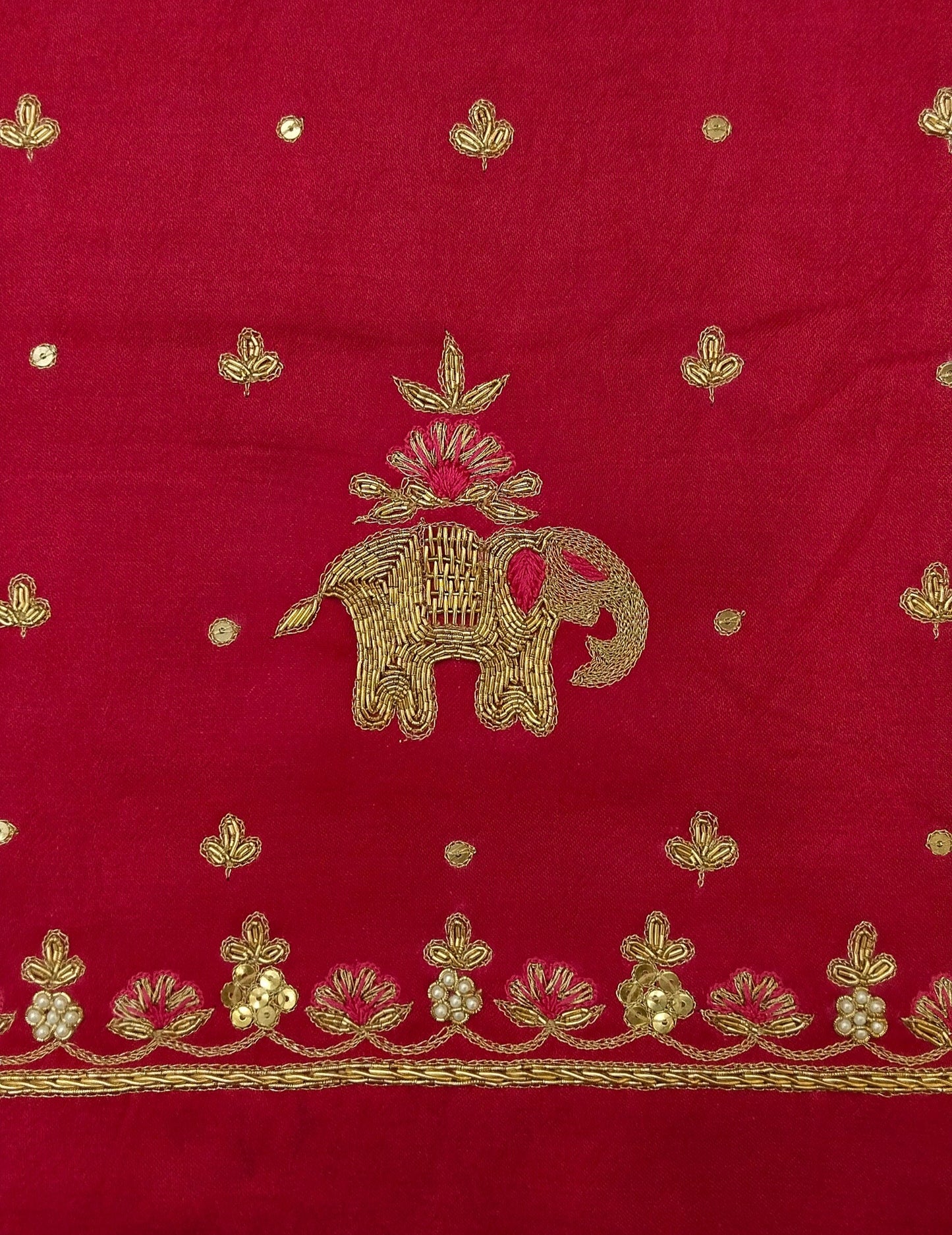 Heritage Elephant Embroidered Blouse piece (Red)
