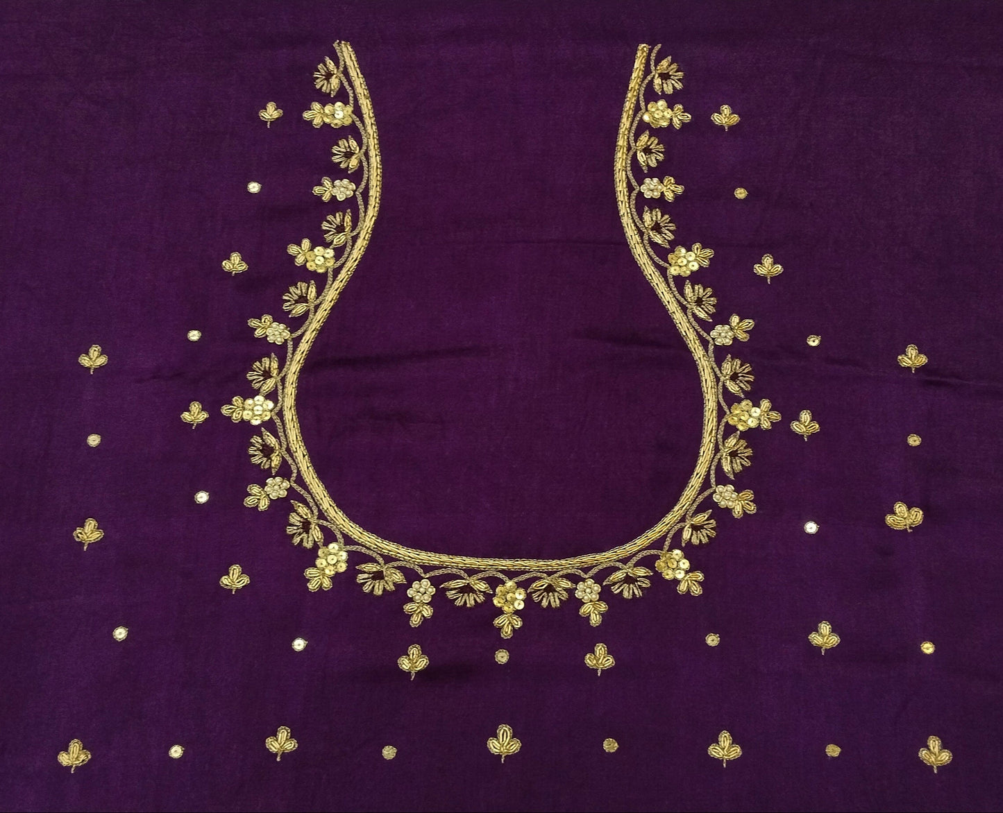 Heritage Elephant Embroidered Blouse piece (Purple)