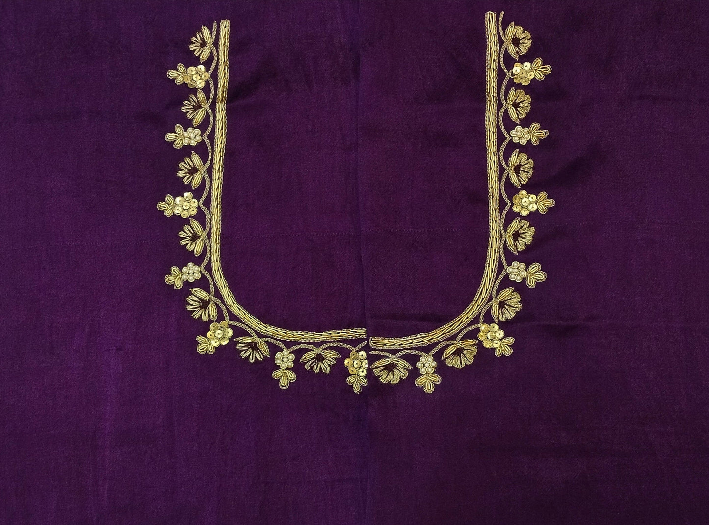 Heritage Elephant Embroidered Blouse piece (Purple)