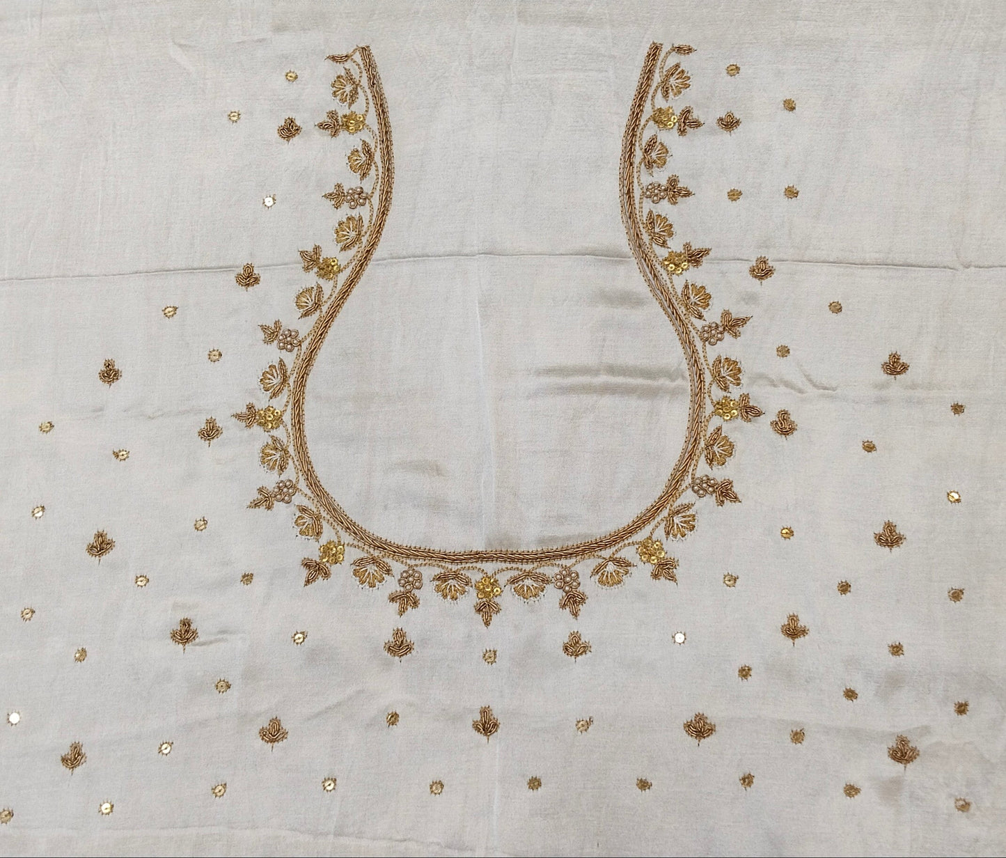 Heritage Elephant Embroidered Blouse piece (Off White)