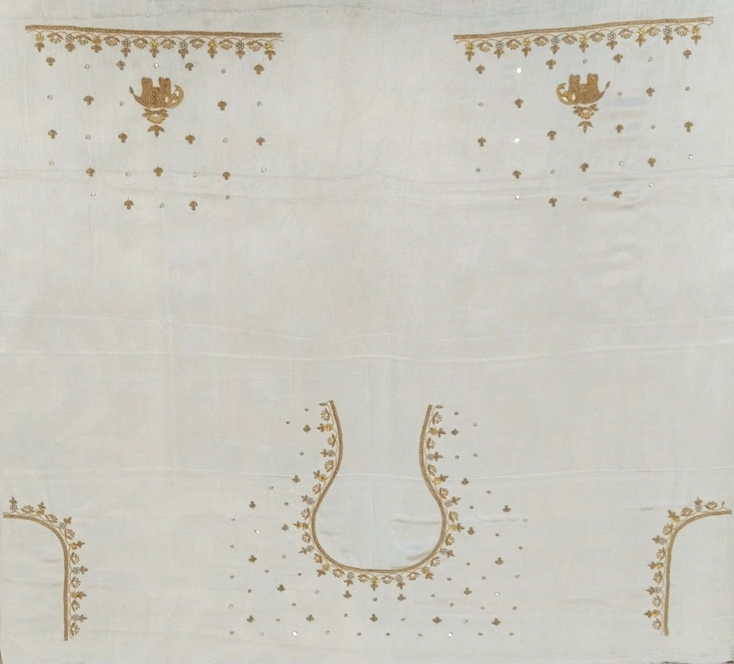 Heritage Elephant Embroidered Blouse piece (Off White)