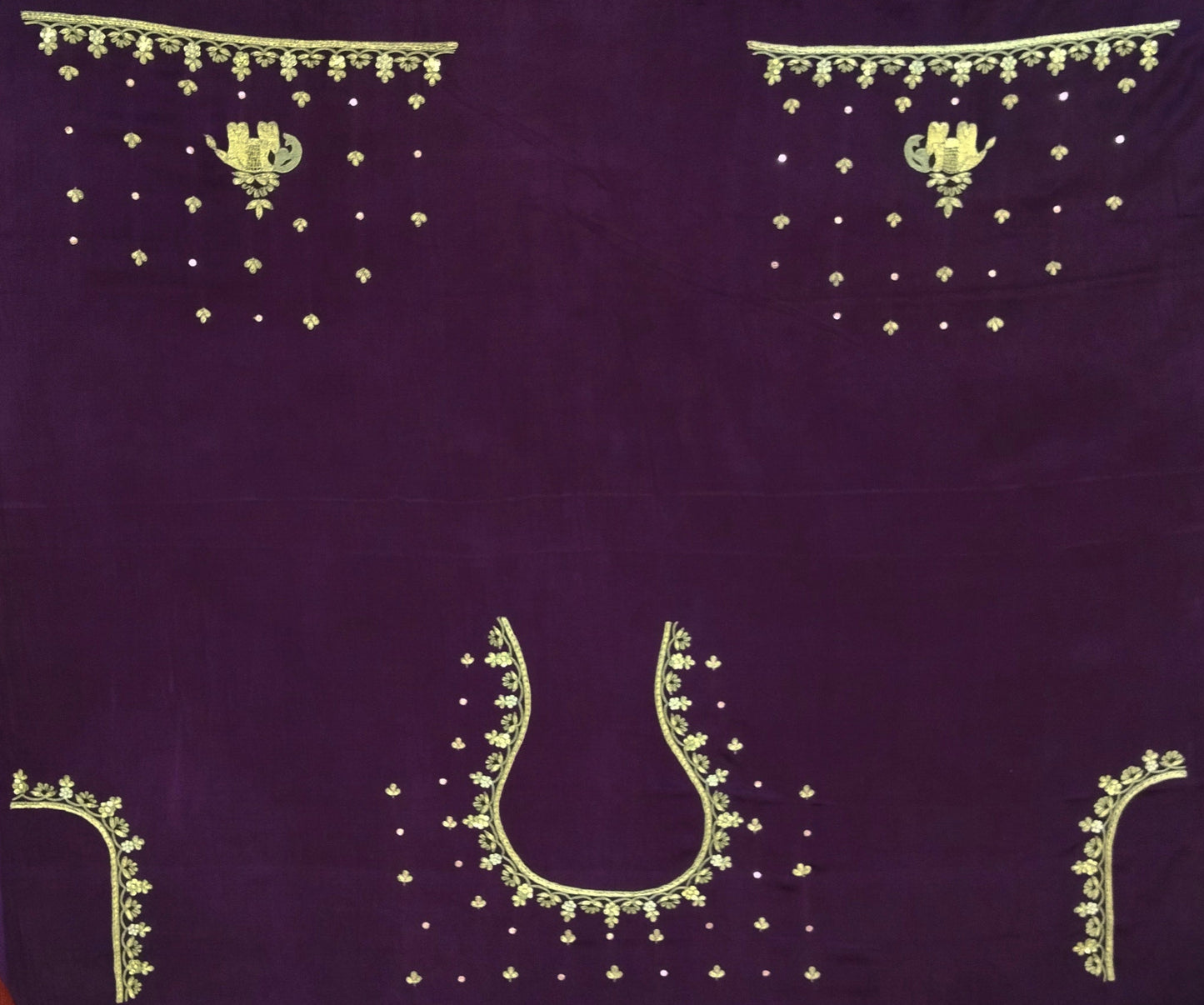 Heritage Elephant Embroidered Blouse piece (Purple)