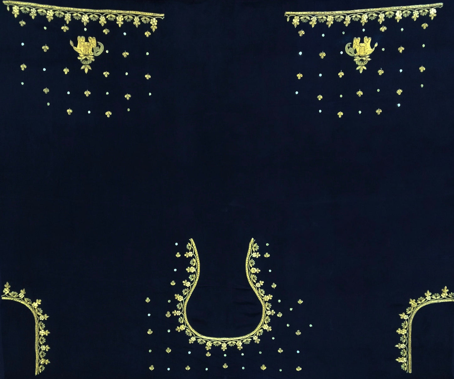 Heritage Elephant Embroidered Blouse piece (Navy Blue)