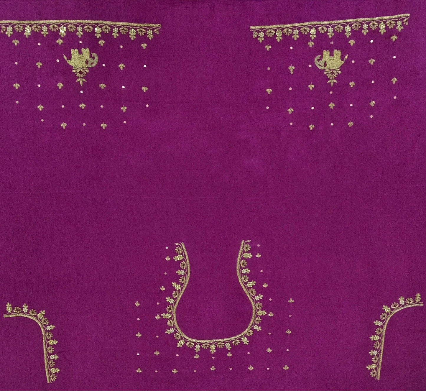 Heritage Elephant Embroidered Blouse piece (Magenta)