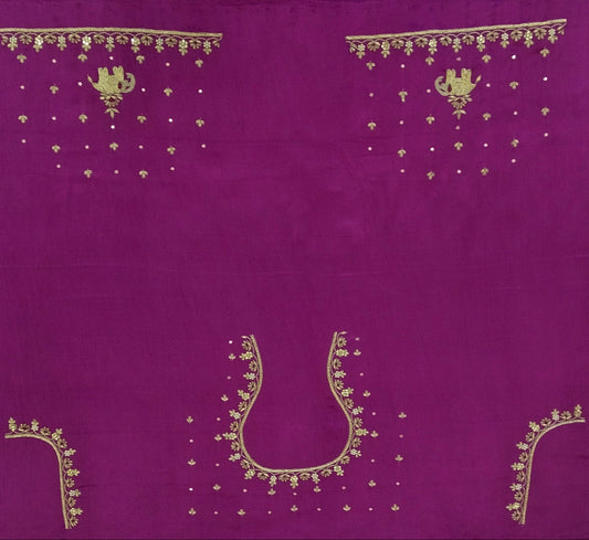 Heritage Elephant Embroidered Blouse piece (Magenta)