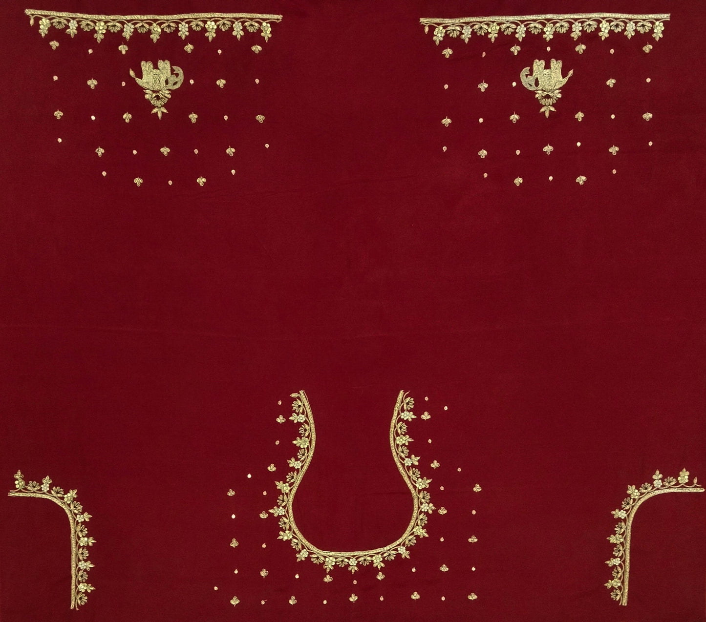 Heritage Elephant Embroidered Blouse piece (Maroon)