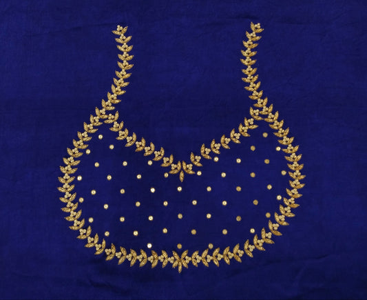 Majestic Elephants & Lions Embroidered Blouse (Royal Blue)