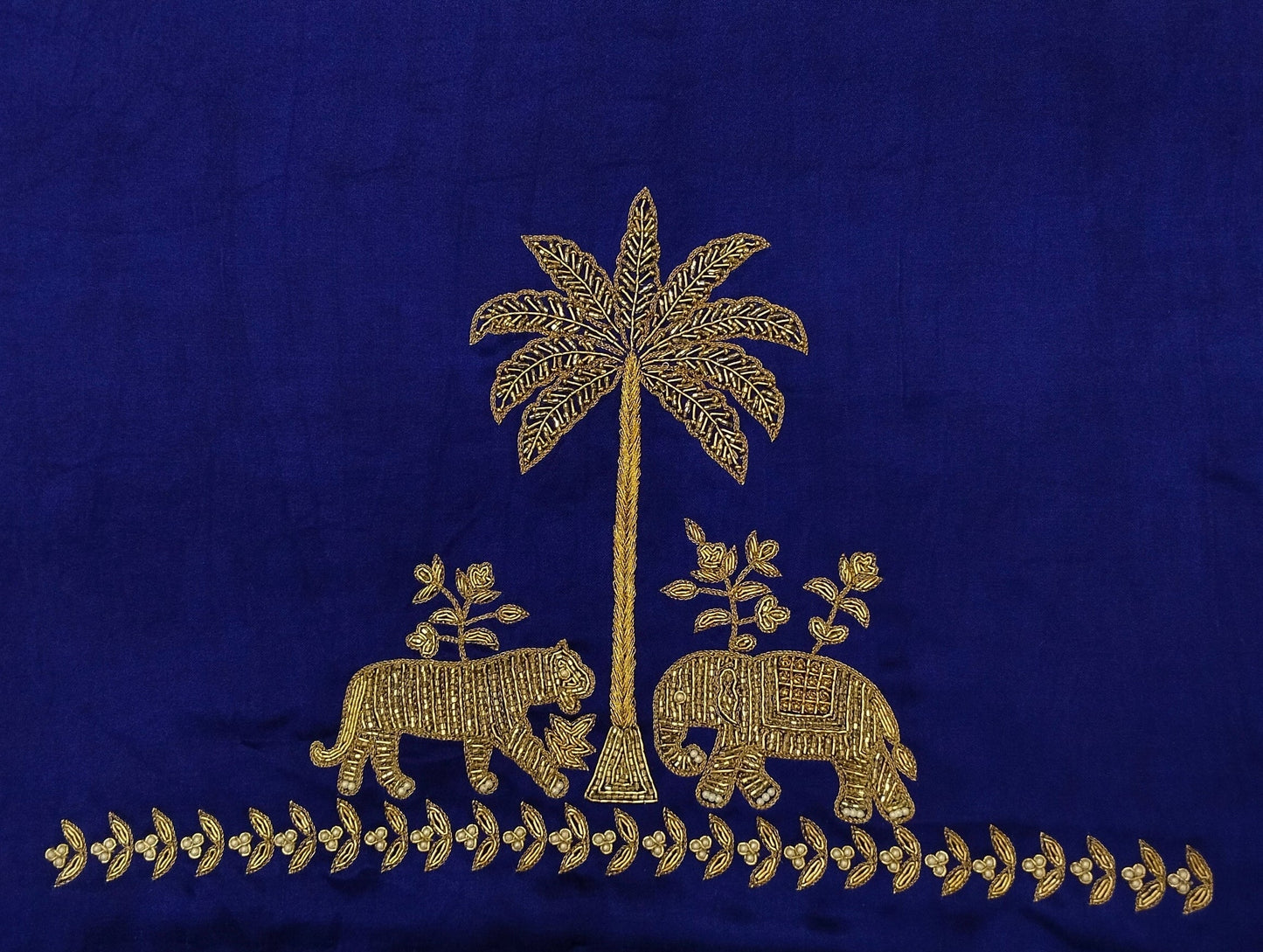 Majestic Elephants & Lions Embroidered Blouse
