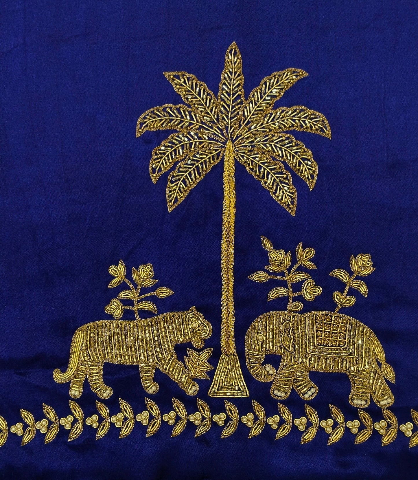 Majestic Elephants & Lions Embroidered Blouse