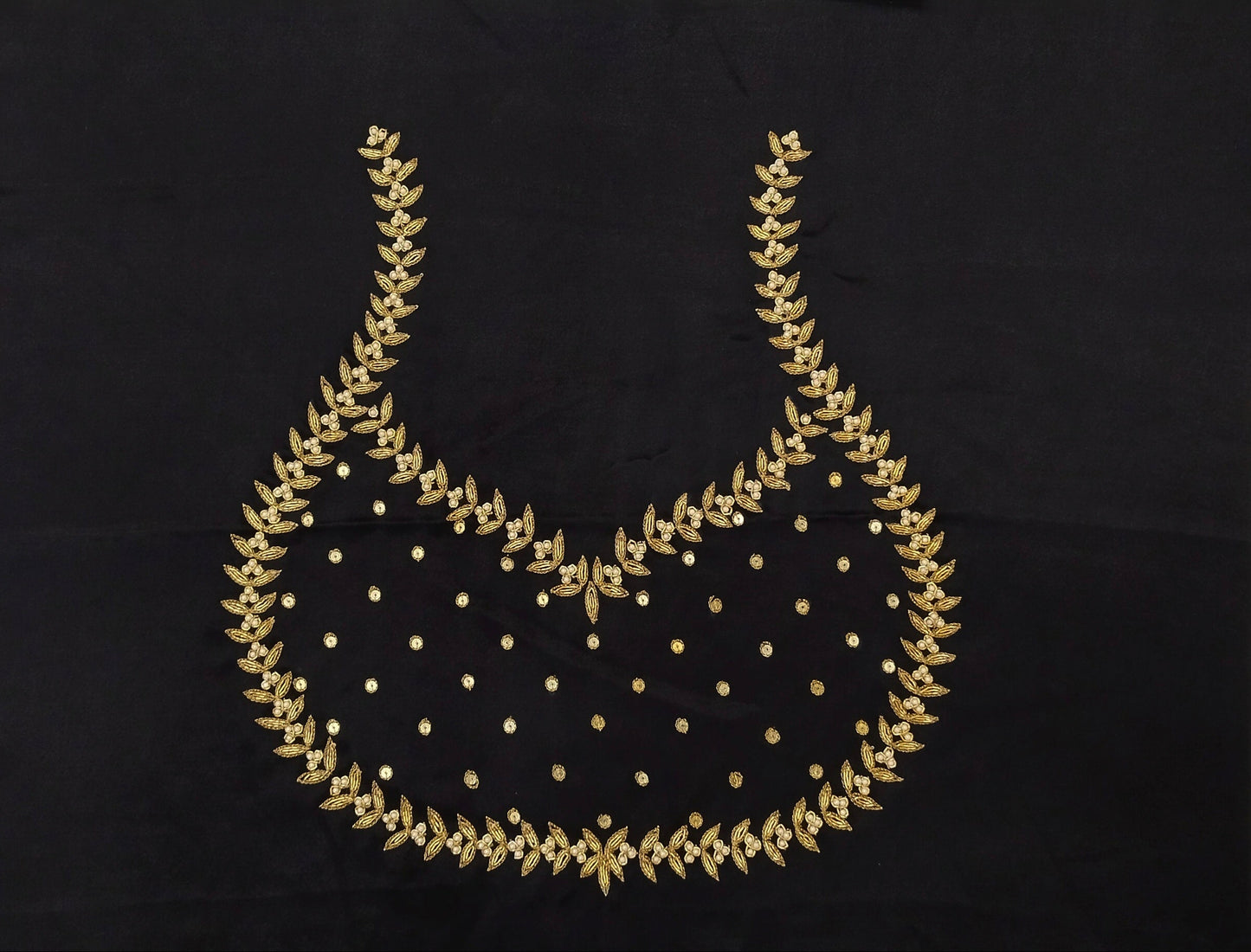 Majestic Elephants & Lions Embroidered Blouse (Black)