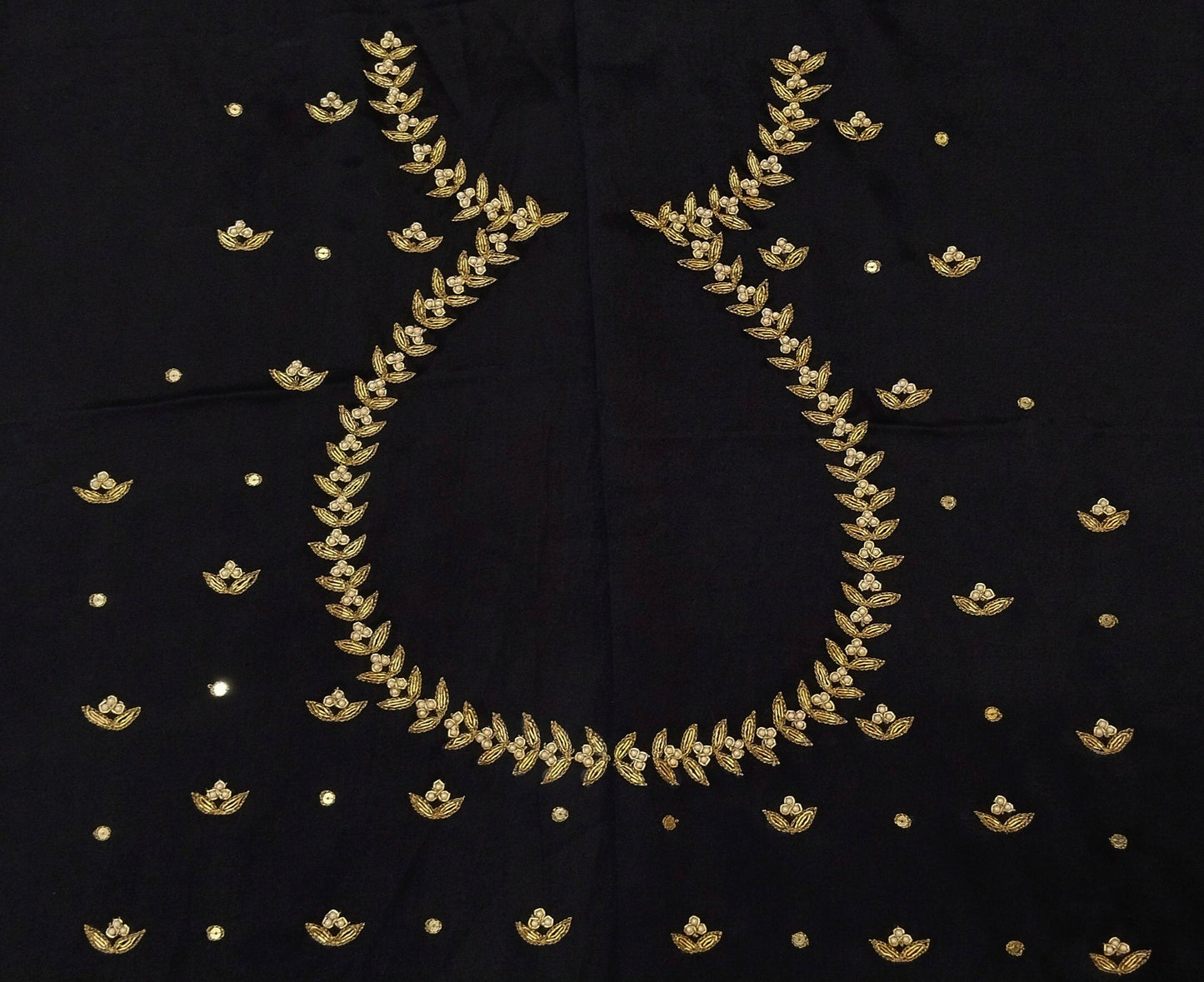 Majestic Elephants & Lions Embroidered Blouse (Black)