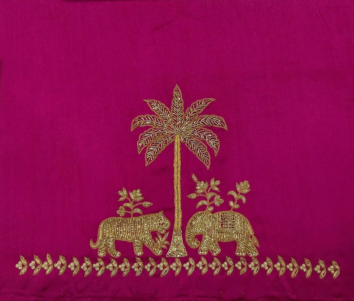 Majestic Elephants & Lions Embroidered Blouse