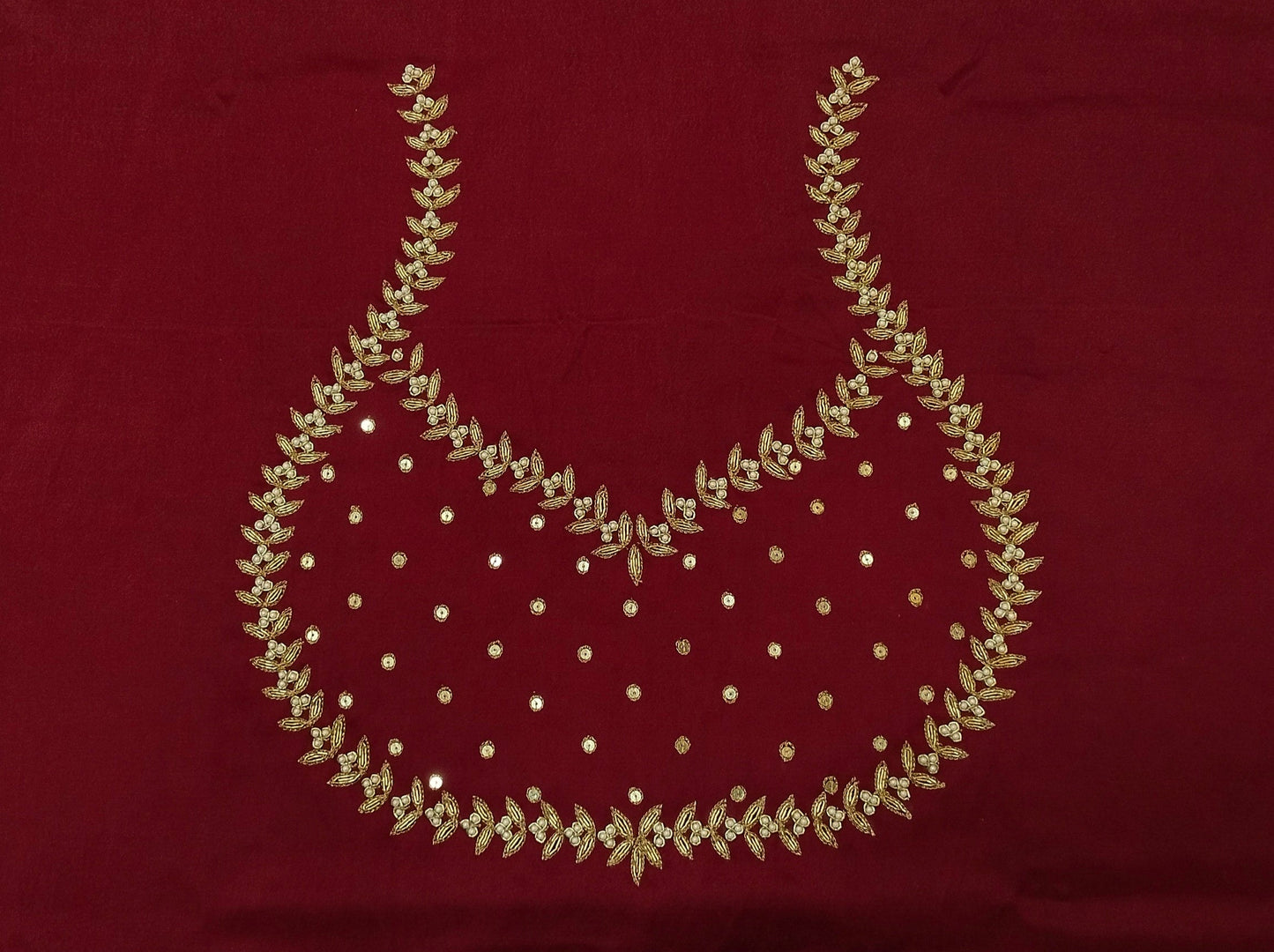 Majestic Elephants & Lions Embroidered Blouse (Maroon)