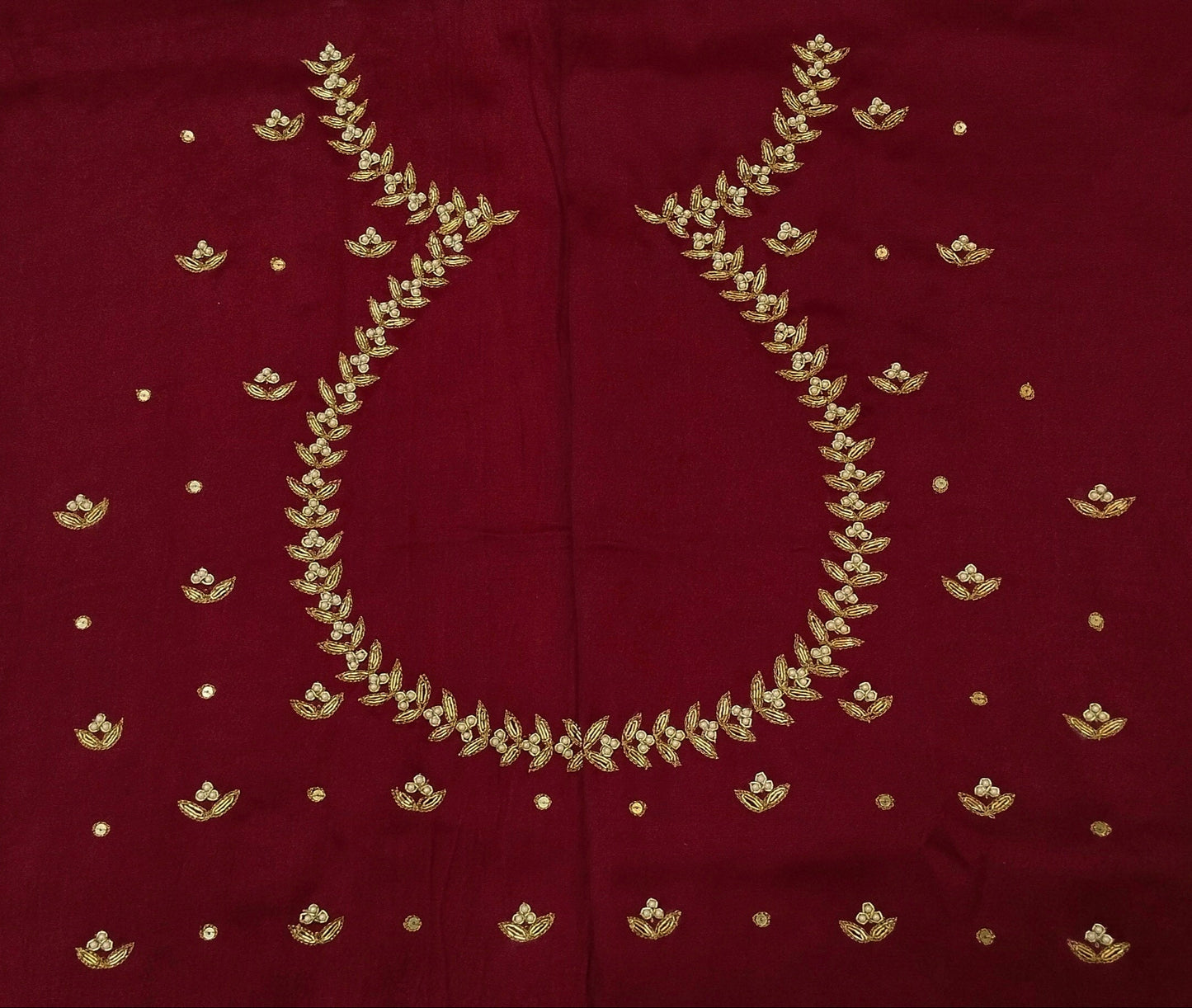 Majestic Elephants & Lions Embroidered Blouse (Maroon)