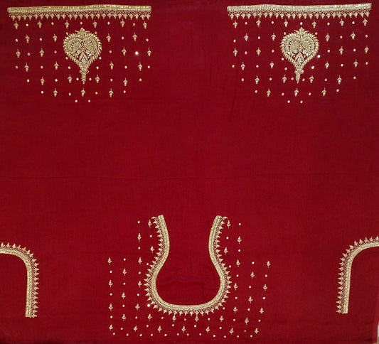 Nyra Embroidered Blouse Piece (Dark Maroon)