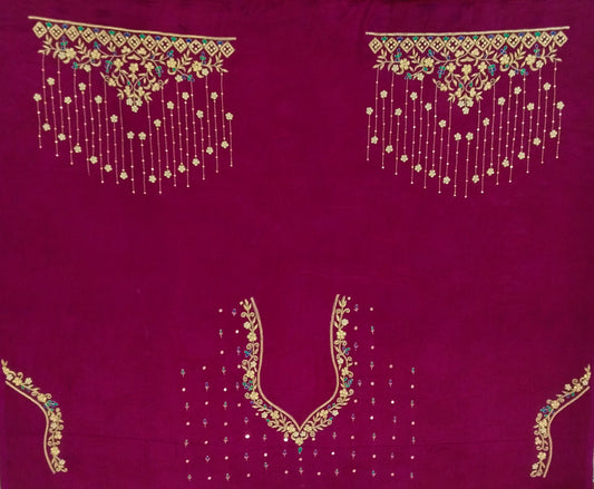 Zehra Taar Embellished Blouse Piece (Magenta)