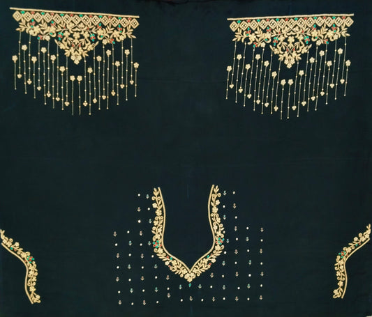 Zehra Taar Embellished Blouse Piece (Black)