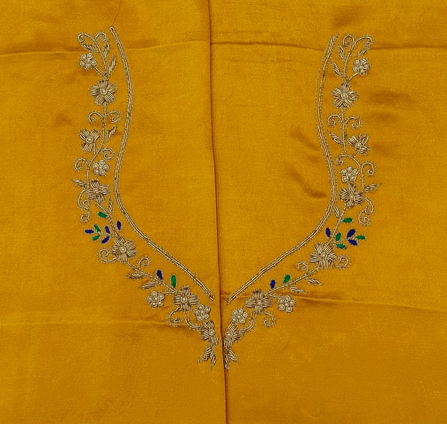 Zehra Taar Embellished Blouse Piece (Mustard Yellow)