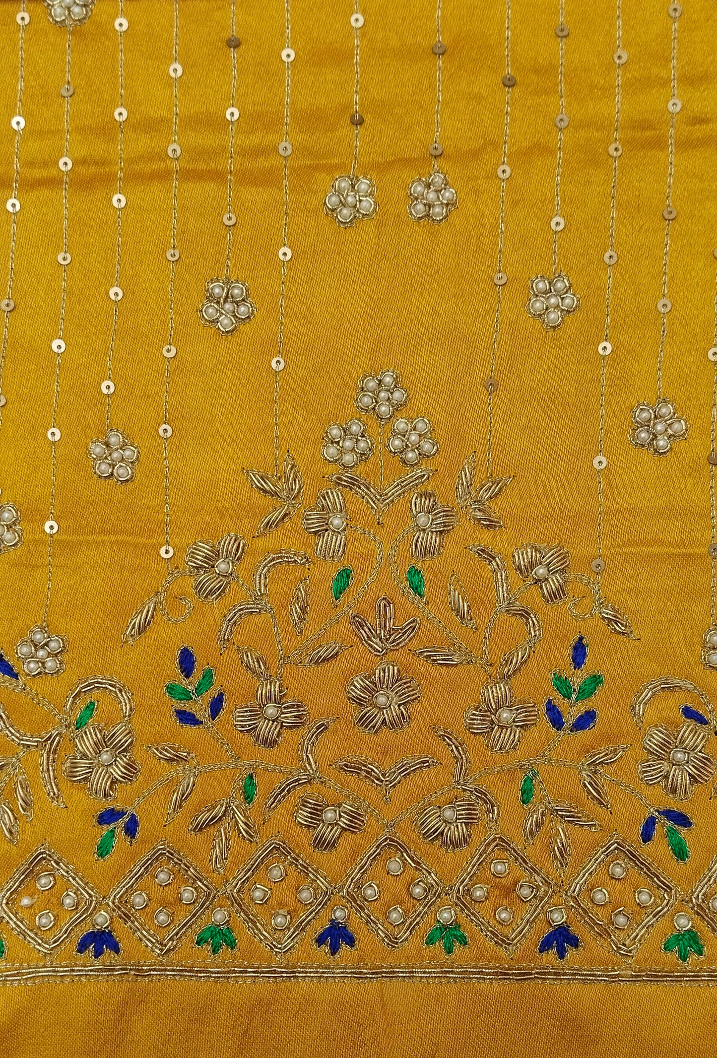 Zehra Taar Embellished Blouse Piece (Mustard Yellow)