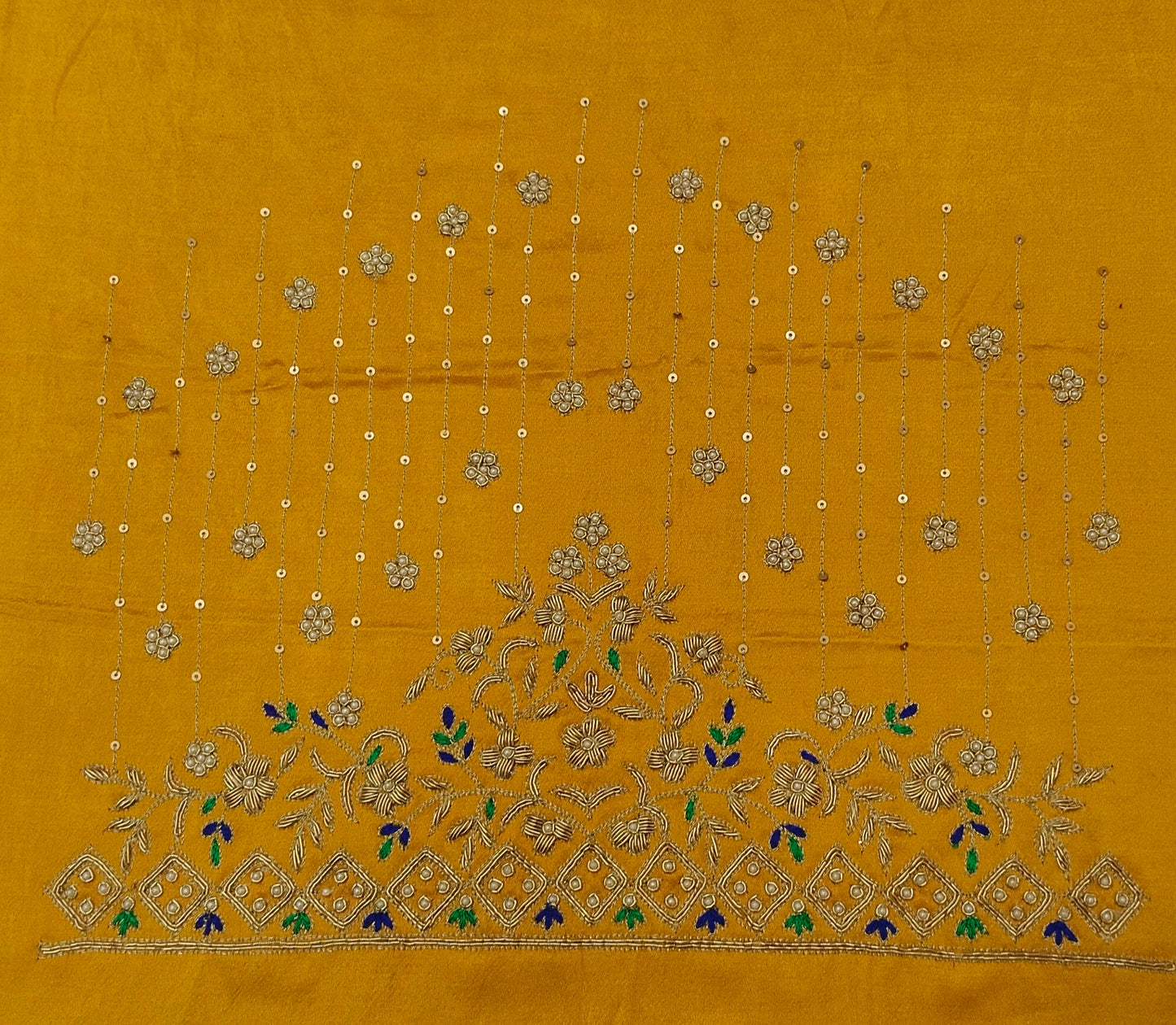 Zehra Taar Embellished Blouse Piece (Mustard Yellow)