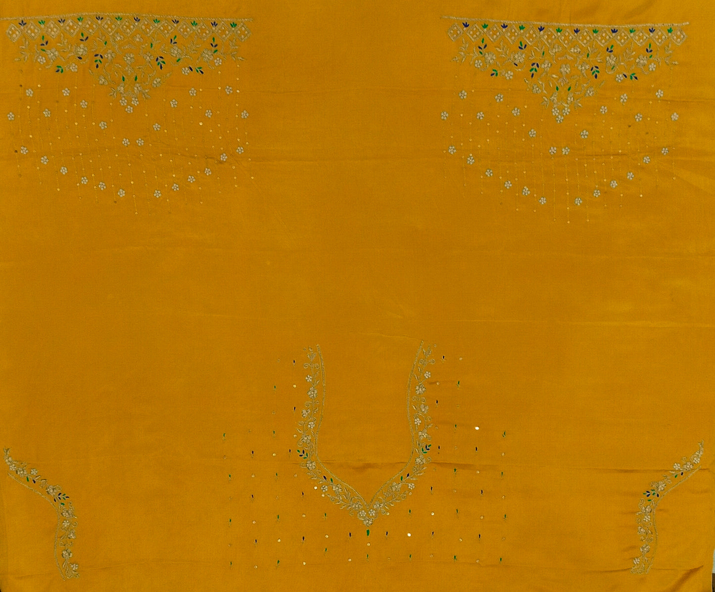 Zehra Taar Embellished Blouse Piece (Mustard Yellow)