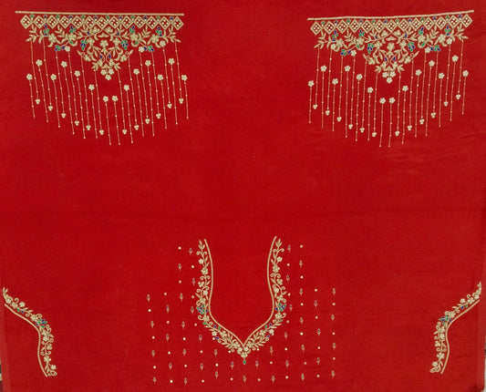 Zehra Taar Embellished Blouse Piece (Red)
