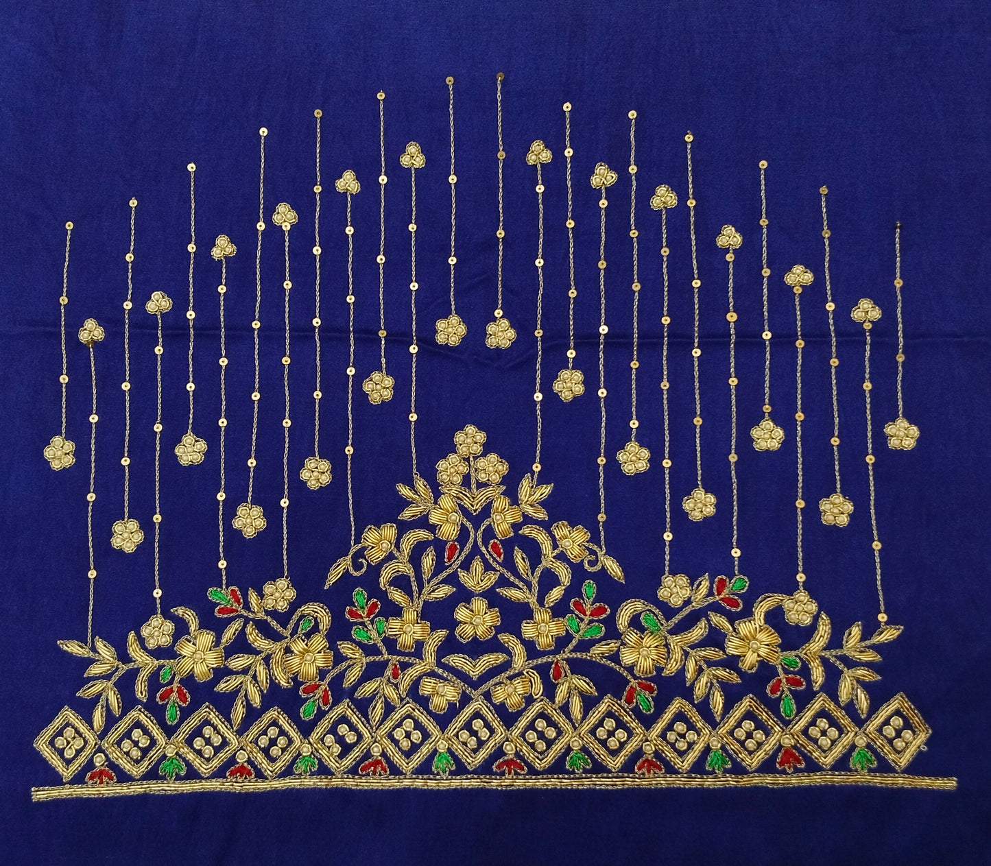 Zehra Taar Embellished Blouse Piece (Royal Blue)