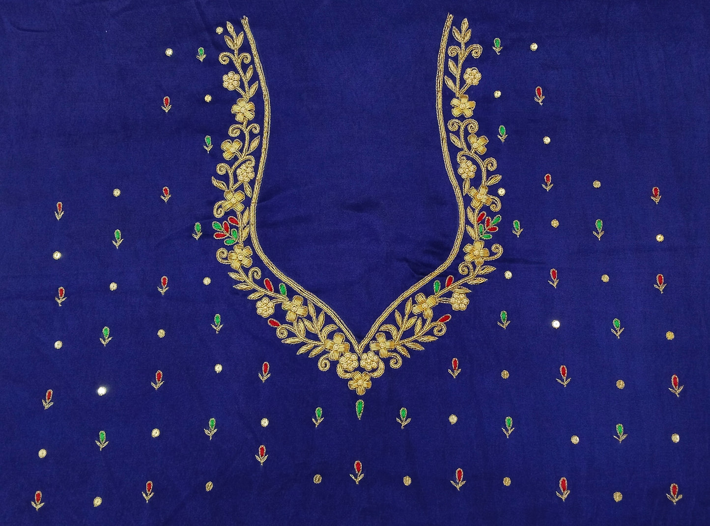 Zehra Taar Embellished Blouse Piece (Royal Blue)