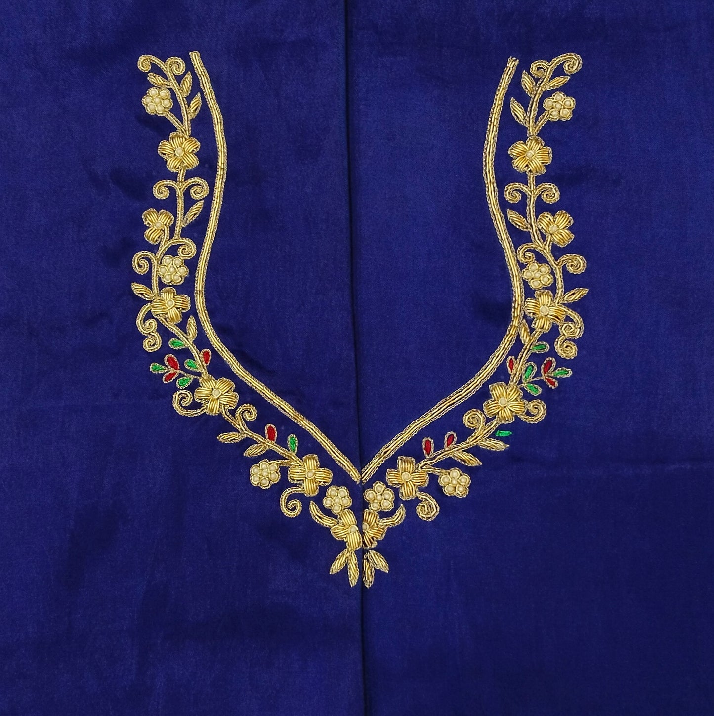 Zehra Taar Embellished Blouse Piece (Royal Blue)