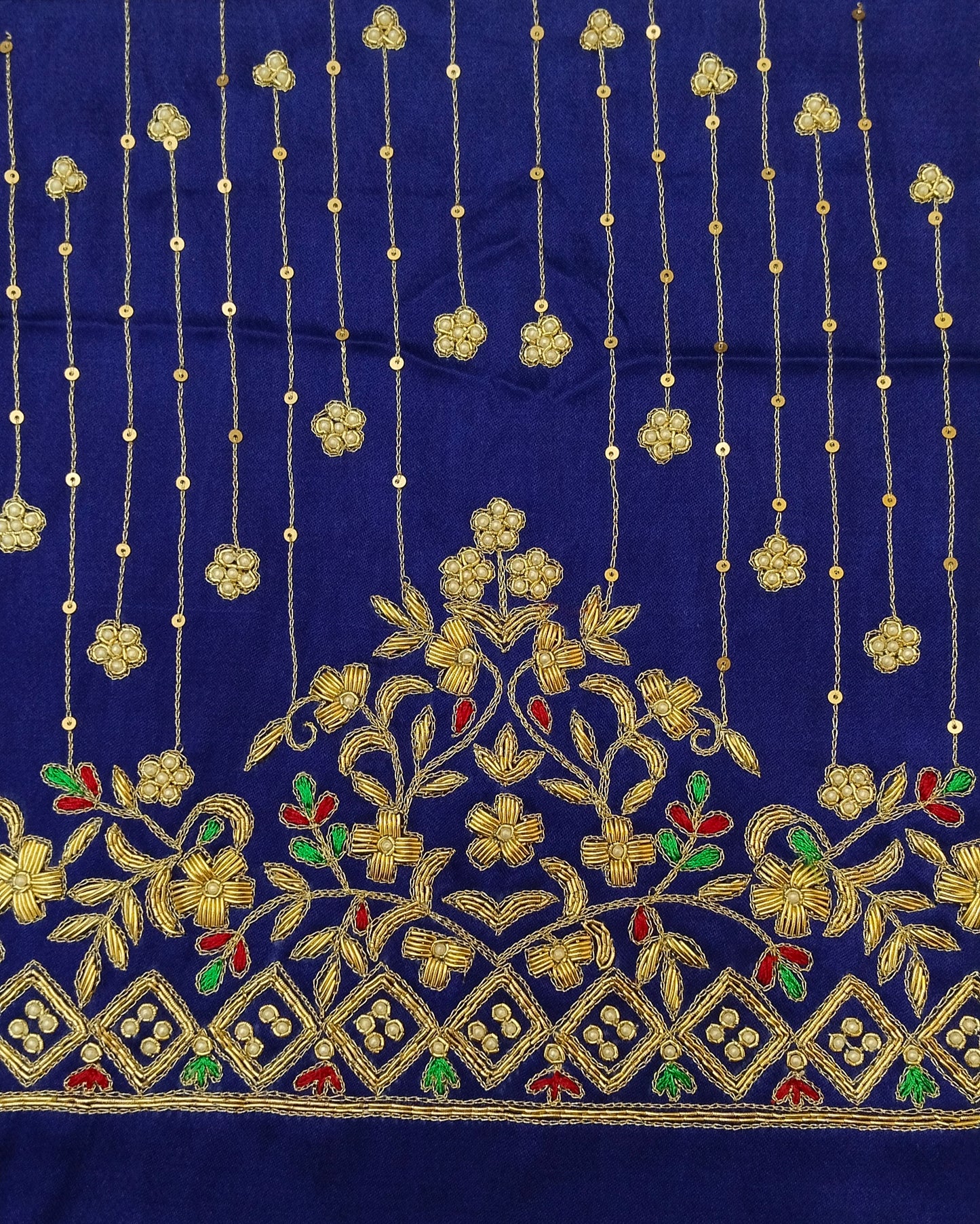 Zehra Taar Embellished Blouse Piece (Royal Blue)